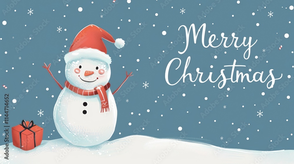 christmas greeting card with cute snowman illustration christmas greeting card with cute snowman illustration