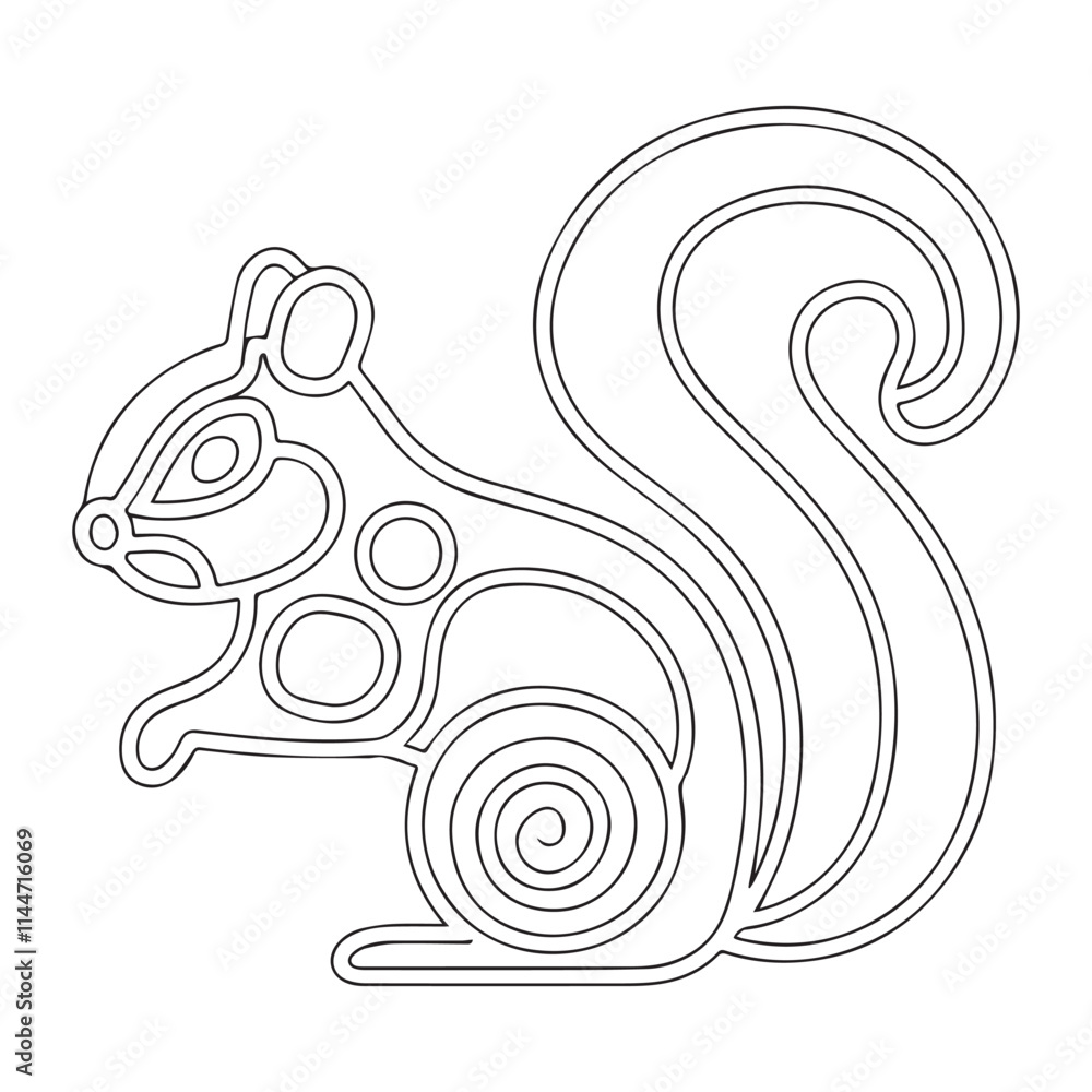 Squirrel. Coloring book. Hand drawn funny squirrel with nut for adult anti stress Coloring Page with high details isolated on white background, illustration in zentangle style.Vector Squirrel. Coloring book. Hand drawn funny squirrel with nut for adult anti stress Coloring Page with high details isolated on white background, illustration in zentangle style.Vector
