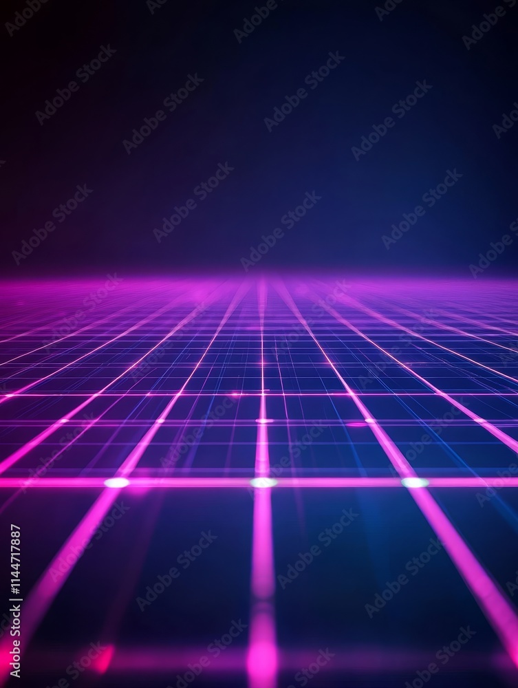 Holographic Grid Dark Purple Tech Background - Futuristic digital grid, vibrant purple and pink neon glow, technological network, abstract lines, data stream concept. Holographic Grid Dark Purple Tech Background - Futuristic digital grid, vibrant purple and pink neon glow, technological network, abstract lines, data stream concept.