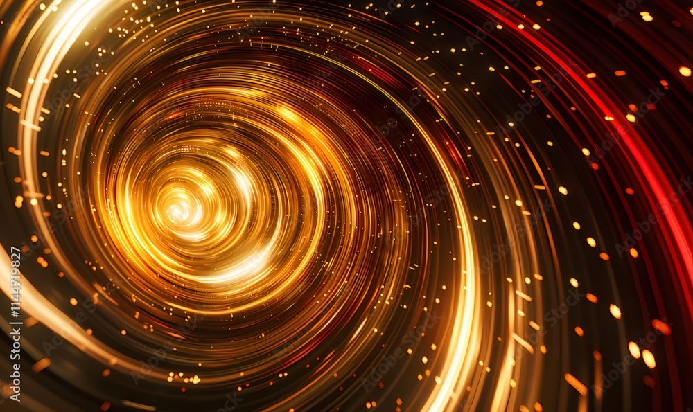 Abstract swirling golden and red light tunnel. Abstract swirling golden and red light tunnel.