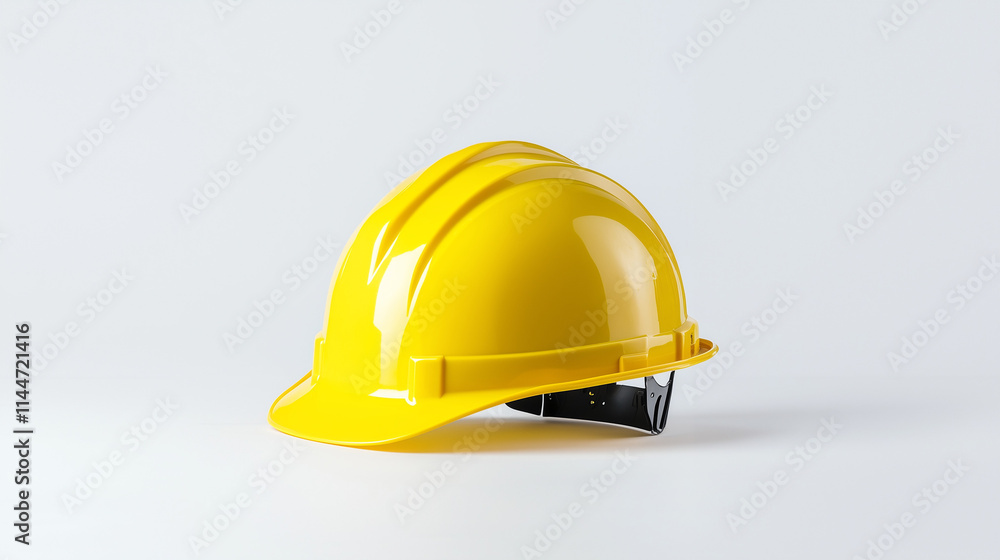 Yellow Hard Hat: A classic yellow hard hat, a symbol of safety and construction, is isolated on a white background. It stands ready for work, showcasing its protective nature. Yellow Hard Hat: A classic yellow hard hat, a symbol of safety and construction, is isolated on a white background. It stands ready for work, showcasing its protective nature.