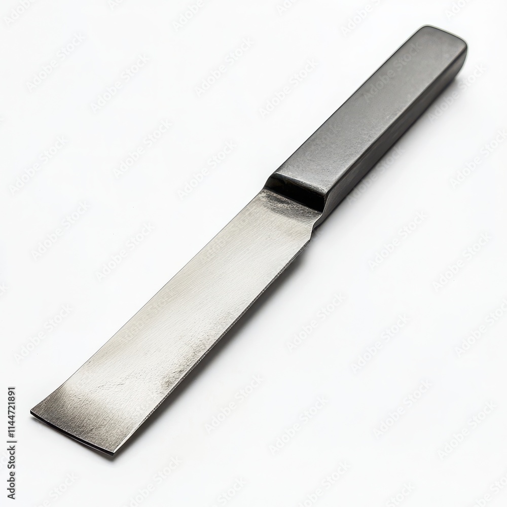 A modern utility blade with a rectangular shape and a clean, precise cutting edge on a white background A modern utility blade with a rectangular shape and a clean, precise cutting edge on a white background