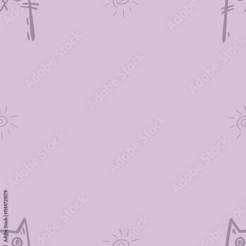 Seamless vector pattern with cute draw cats. Simple doodle style	
