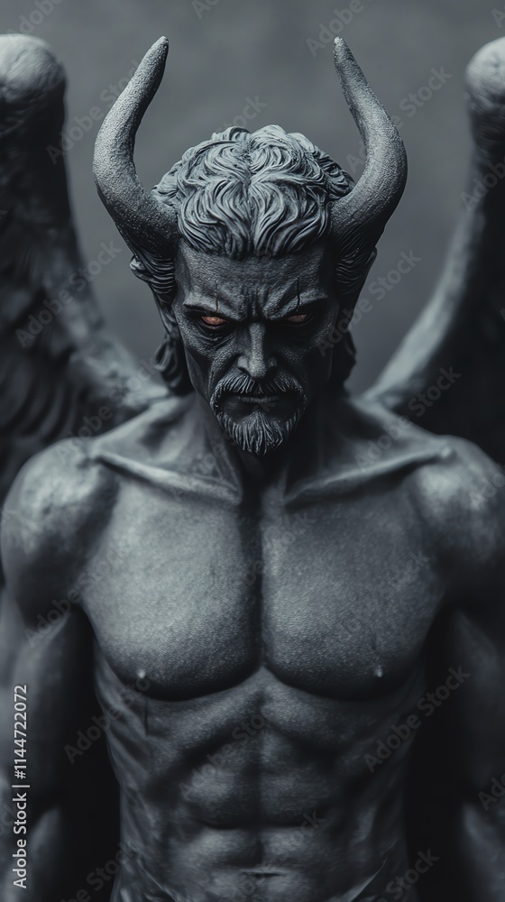 Powerful demonic statue, dark fantasy art Powerful demonic statue, dark fantasy art