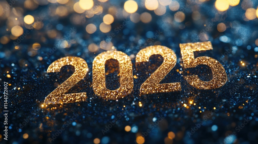 New year celebration 2025 sparkling glitter and bokeh effects festive atmosphere close-up macro shot anticipation New year celebration 2025 sparkling glitter and bokeh effects festive atmosphere close-up macro shot anticipation