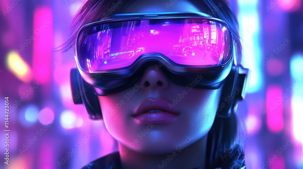 Virtual reality adventure futuristic city digital art neon environment close-up view immersive technology experience Virtual reality adventure futuristic city digital art neon environment close-up view immersive technology experience