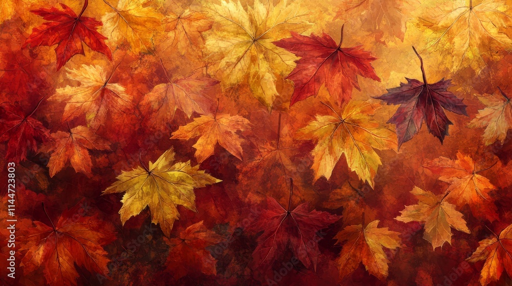 Vibrant autumn leaves in warm tones symbolizing seasonal beauty and nature's transition Vibrant autumn leaves in warm tones symbolizing seasonal beauty and nature's transition