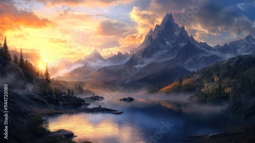 sunset over the mountains