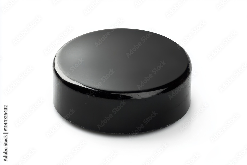 Black hockey puck isolated on white background Black hockey puck isolated on white background