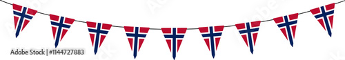 Fotografie Norway bunting garland, string of triangular flags, norwegian national day, penn