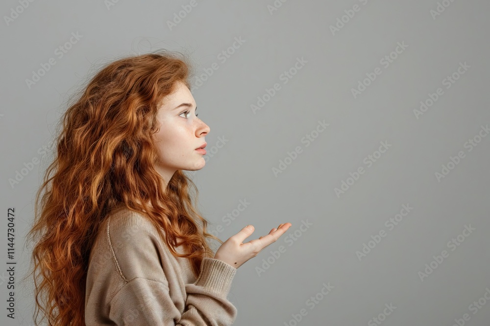 Attractive girl with copy space in profile portrait. Attractive girl with copy space in profile portrait.