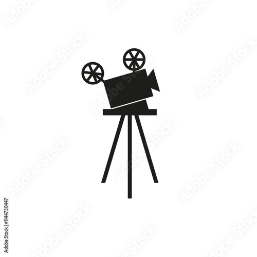 The icon of the movie projector. A simple flat vector illustration on a white background
