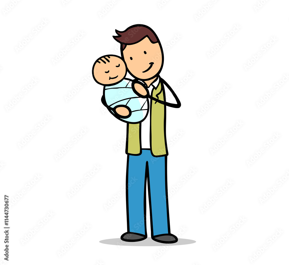 Fürsorglicher Vater hält neugeborenes Baby im Arm Fürsorglicher Vater hält neugeborenes Baby im Arm