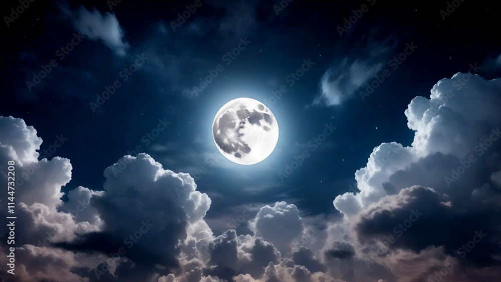 Captivating full moon illuminating clouds and stars in the night sky, sky with moon and clouds Captivating full moon illuminating clouds and stars in the night sky, sky with moon and clouds