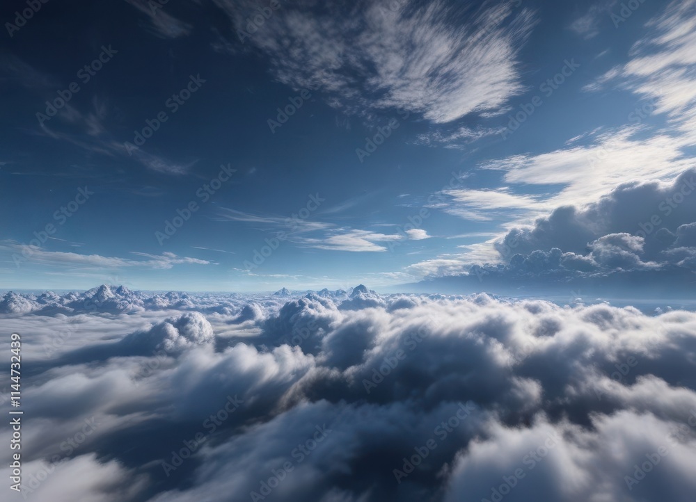 Deep blue expanse, wispy cirrus clouds drift across , heaven, wispy Deep blue expanse, wispy cirrus clouds drift across , heaven, wispy