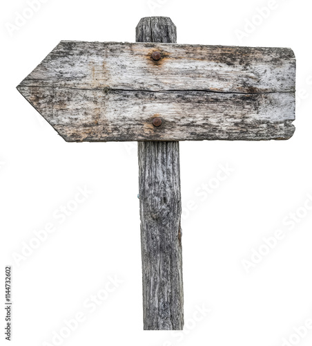 Rustic wooden signpost with weathered texture photo