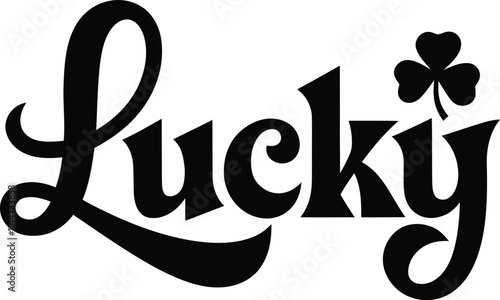 An artistic representation of the word "lucky," featuring bold lettering and a playful design that conveys a sense of joy.