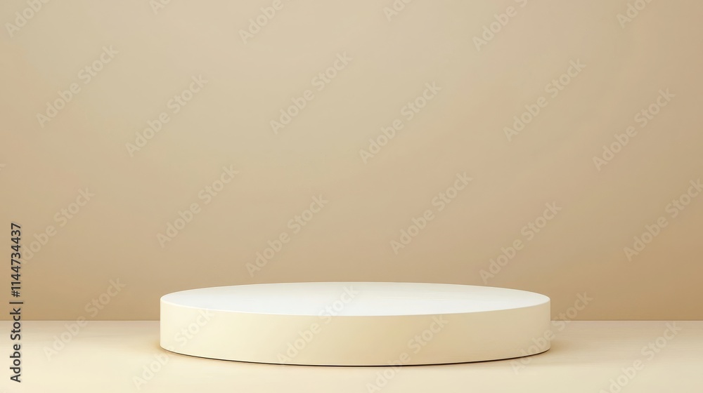 Simple Beige Podium on Plain Background Simple Beige Podium on Plain Background