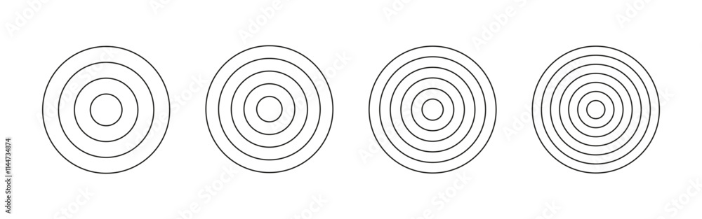 Polar grids concentric circles. Wheel of life, habits tracker. Circle diagrams divided on segments. Blank polar graph paper. Graphic template.