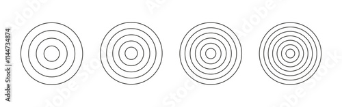 Polar grids concentric circles. Wheel of life, habits tracker. Circle diagrams divided on segments. Blank polar graph paper. Graphic template.