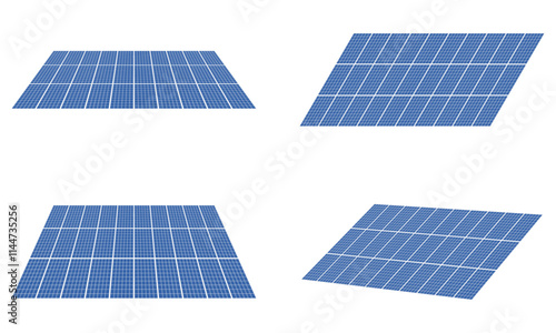 group of solar panels 3 x 10 block for roof. vector illustration isolated on white background.