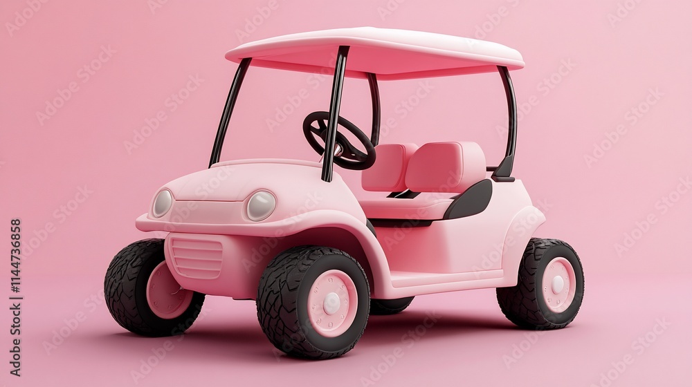 Pink golf cart on pink background. Pink golf cart on pink background.