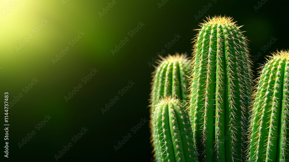 Sunlit Cactus Cluster in Desert Landscape Sunlit Cactus Cluster in Desert Landscape