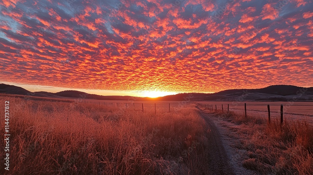 gorgeous sun-rising sky in a rural setting with asphalt freeways . gorgeous sun-rising sky in a rural setting with asphalt freeways .