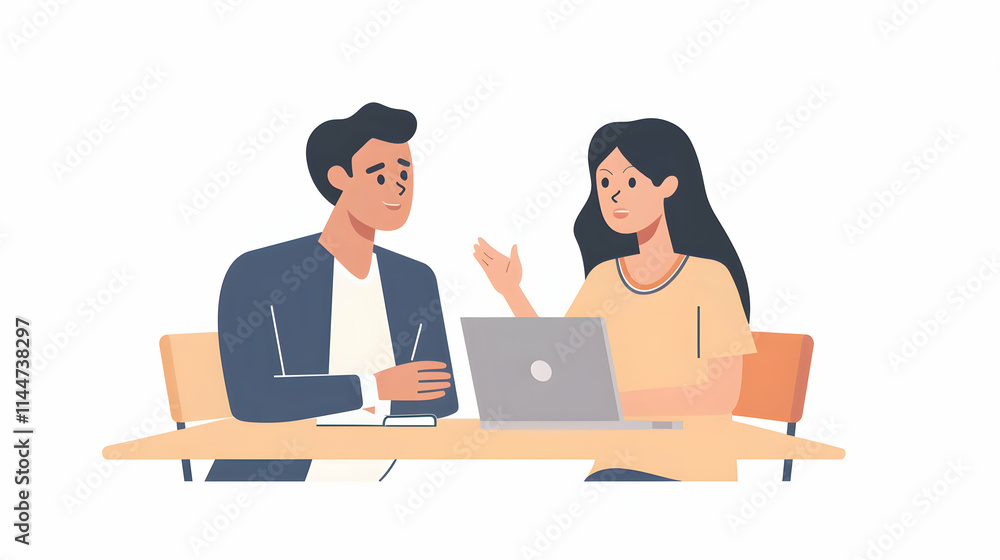 Business discussion between two colleagues at a modern workspace Business discussion between two colleagues at a modern workspace