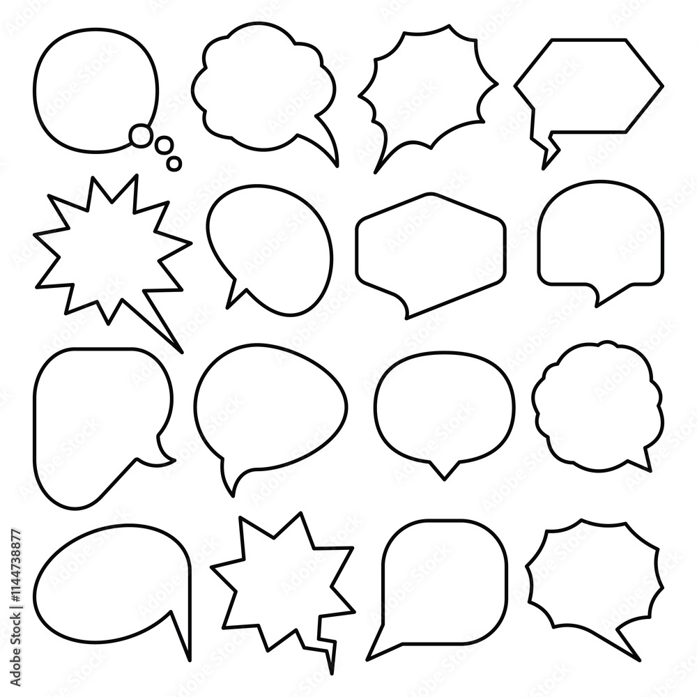 Fototapeta premium Set of speech bubble doodle vector