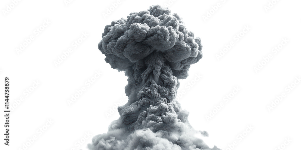 Large gray mushroom cloud explosion isolated on transparent background Large gray mushroom cloud explosion isolated on transparent background