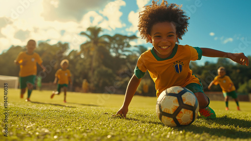 children playing soccer