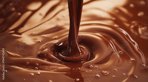 Chocolate pouring down into chocolate photo