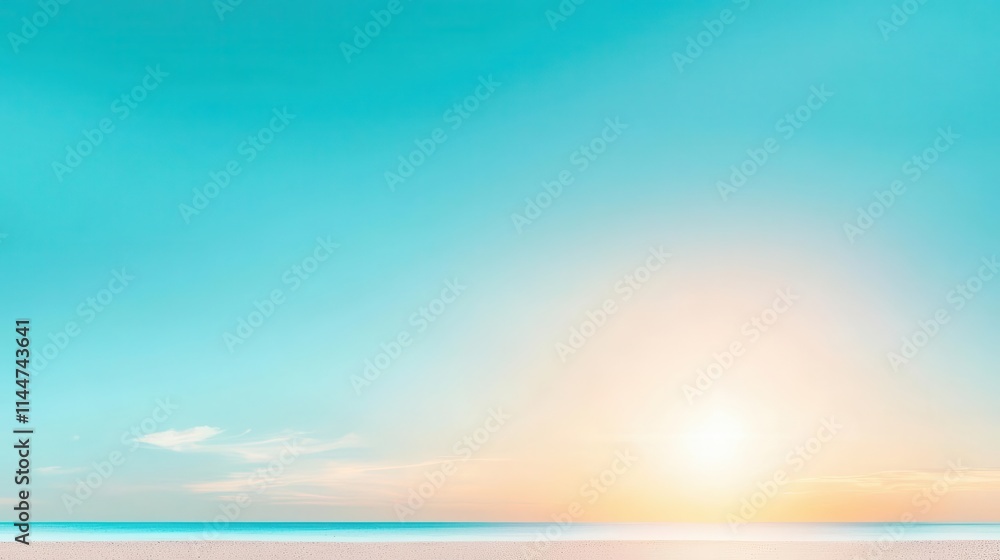 Obraz premium Soft fadeout from pale aqua to sky blue, evoking the calm of a clear summer day