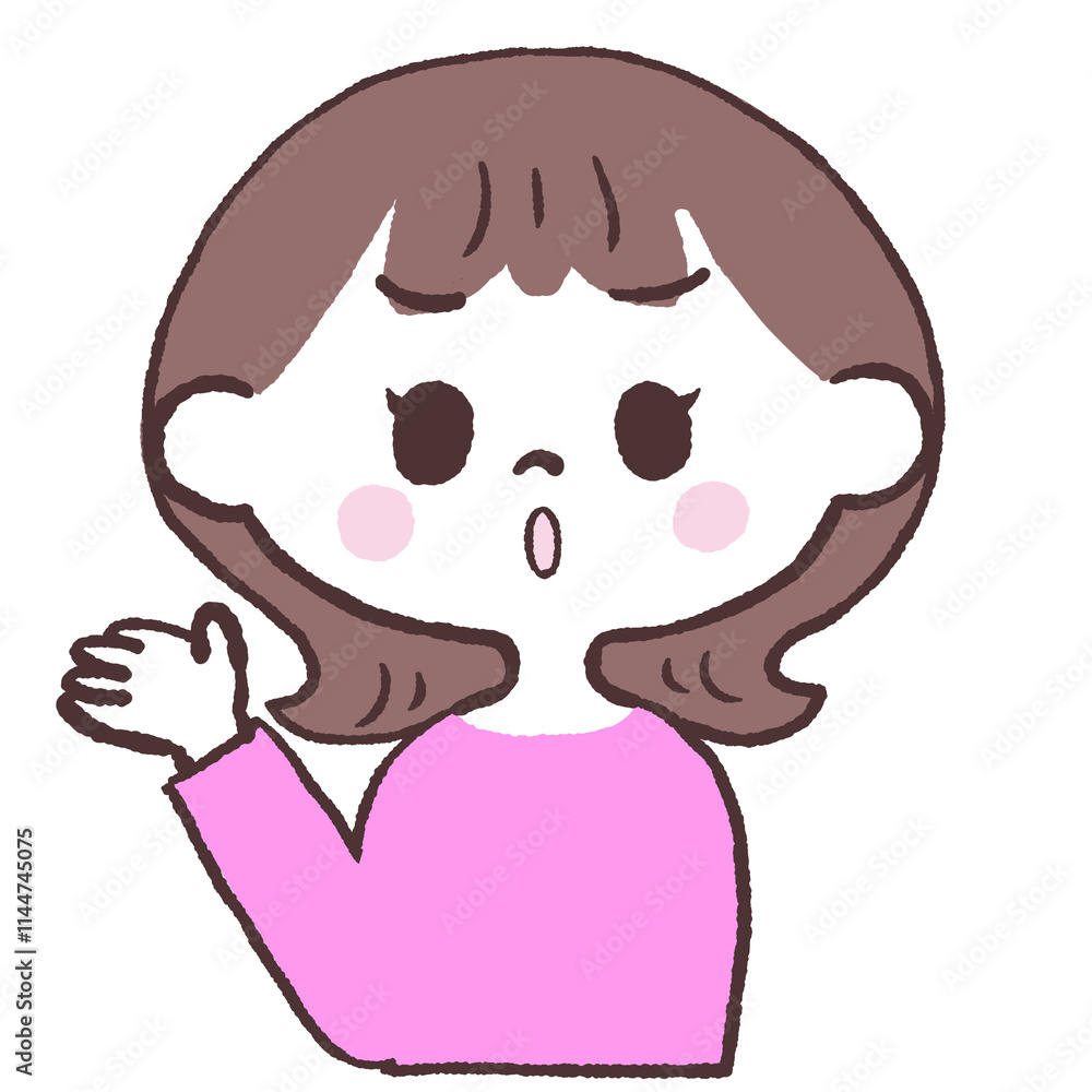 良くない例を説明する女性正面イラスト 良くない例を説明する女性正面イラスト