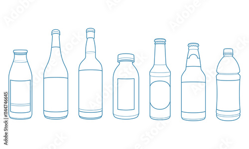 Beverage bottle outline vector illustration. Suitable for softdrink and beverage industry design element.