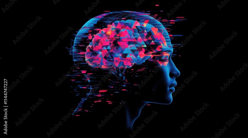 Obraz premium Futuristic Digital Brain: Exploring AI, Technology, and Human Intelligence