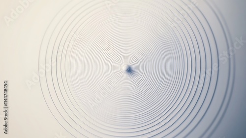 Abstract concentric circles pattern, minimalist design, white and light grey tones, smooth texture, central point.
