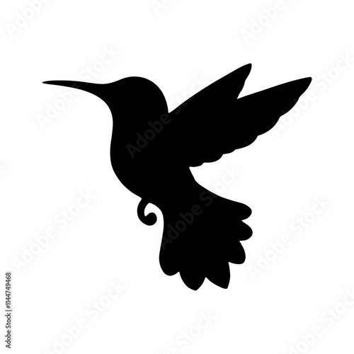 Flying humming bird silhouette icon vector illustration design on white background.