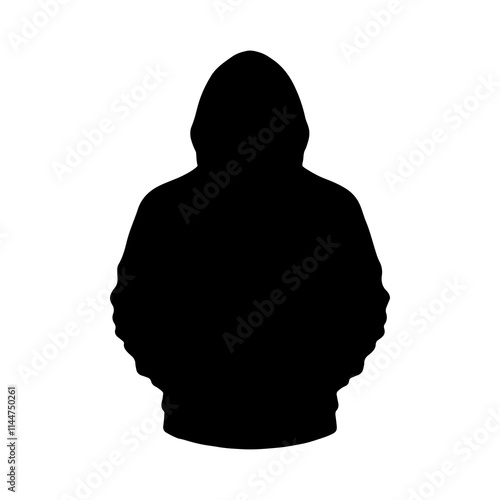 Black hoodie front silhouette icon vector illustration design on white background.