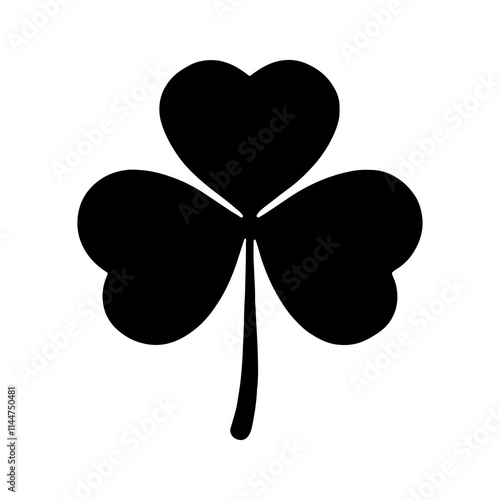 Black silhouette 3 leaf clover vector icon illustration design on white background.