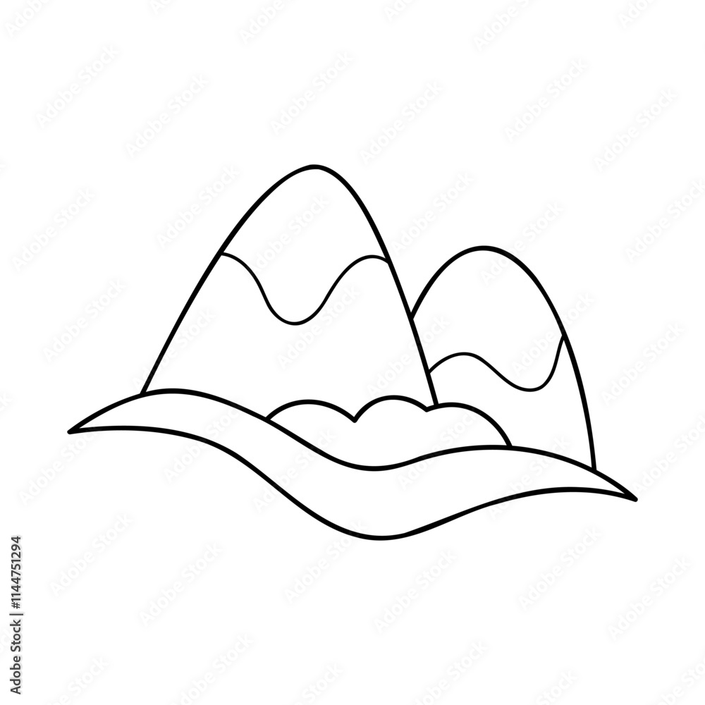 Two mountains in black outline. Clip art for your projects. Two mountains in black outline. Clip art for your projects.
