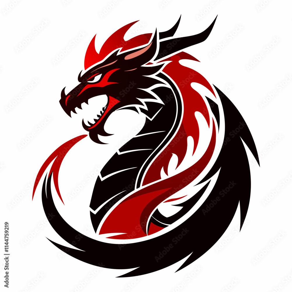 Dragon Logo for T-Shirt Design: Silhouette Vector Art Illustration. Dragon Logo for T-Shirt Design: Silhouette Vector Art Illustration.