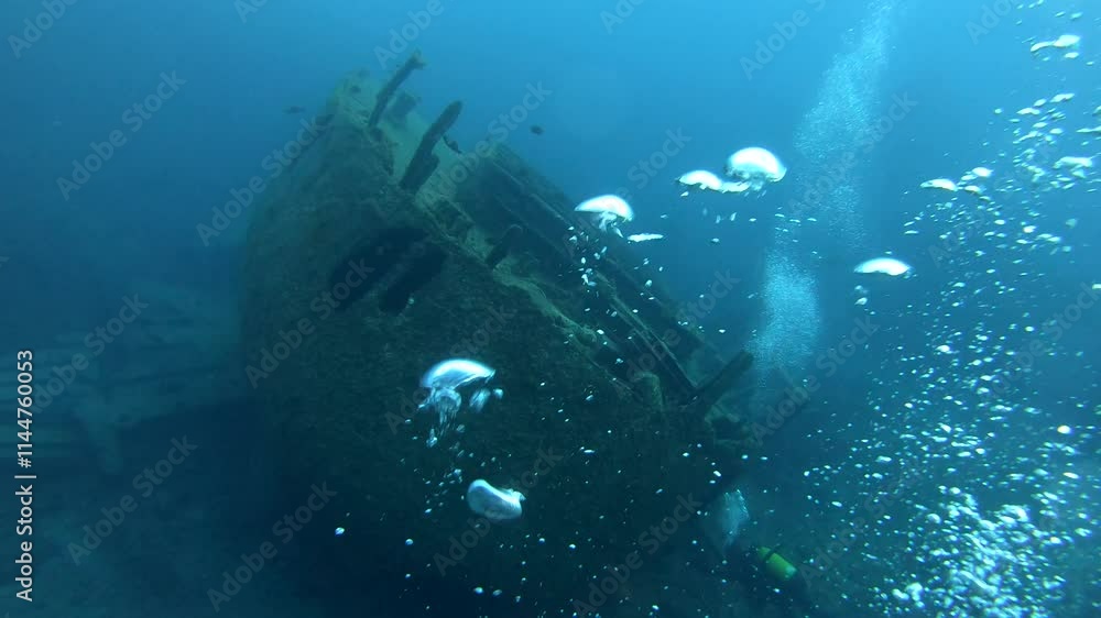 Underwater scene - Shipwreck in Tenerife Underwater scene - Shipwreck in Tenerife