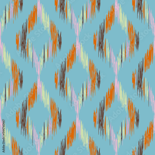 Seamless Ikat Pattern. Abstract  background for textile design, wallpaper, surface textures, wrapping paper.