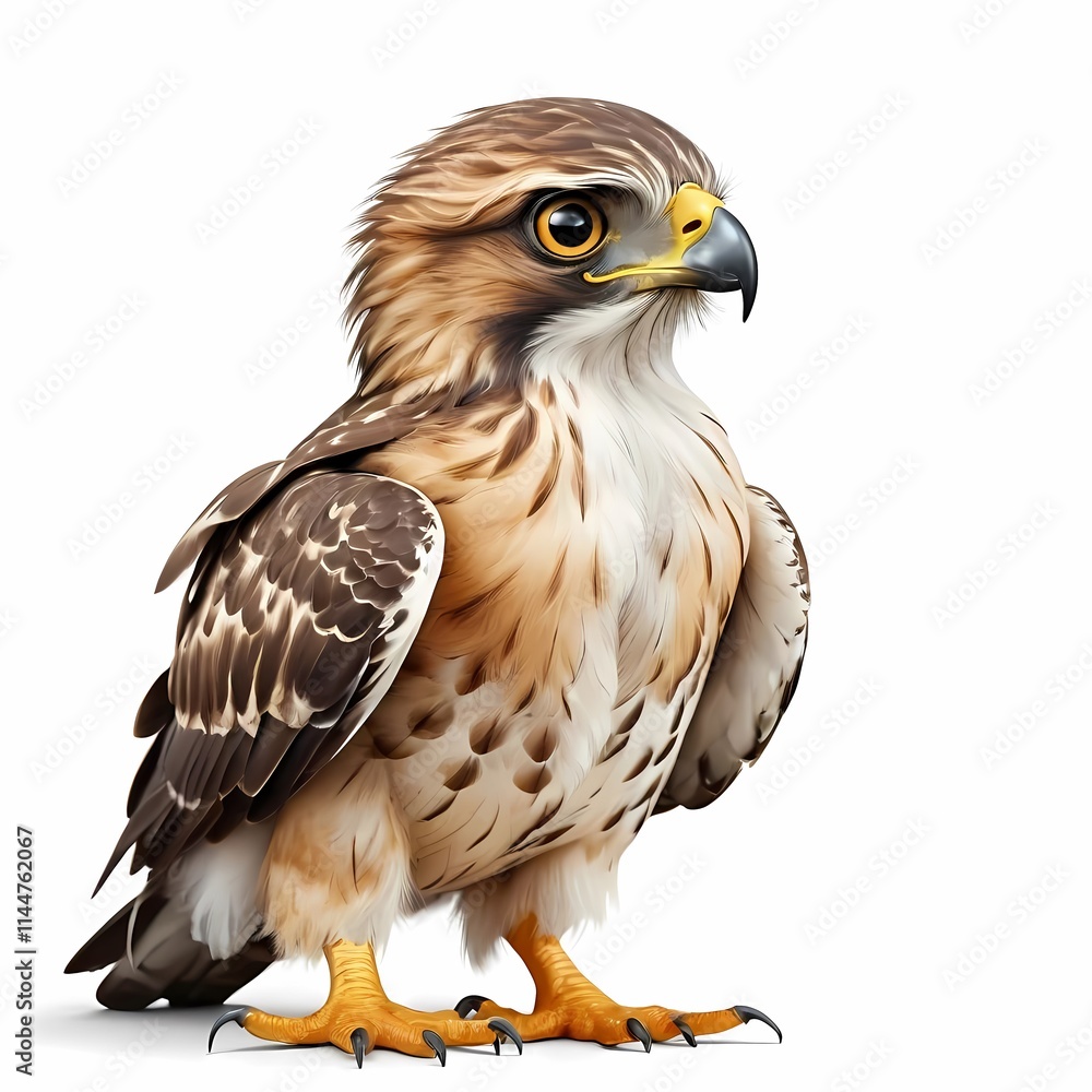 Humorous small hawk bird on a clean white background
Humorous small hawk bird on a clean white background