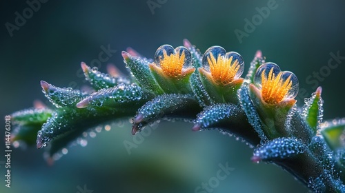 Wallpaper Mural Close-up of succulent flowers with dew drops, vibrant colors and detailed textures. Torontodigital.ca