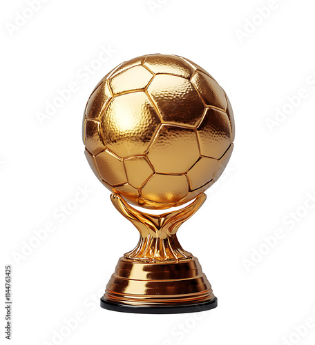 A golden trophy football shape isolate on transparency background png , photo