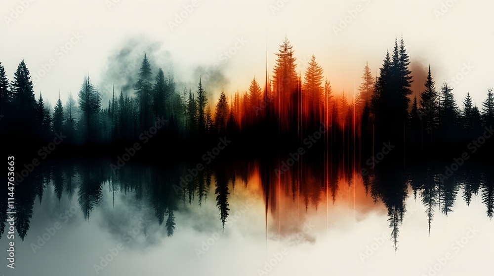 Fototapeta premium Visually captivating spectrogram depicting the rich frequency content and rhythmic patterns of a lush forest s immersive ambient soundscape expressed through a warm detailed digital art visualization