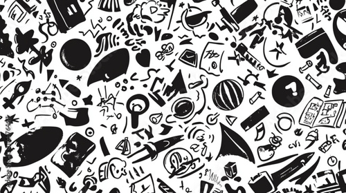 Business-themed doodles with science, travel, and finance icons for vector illustrations